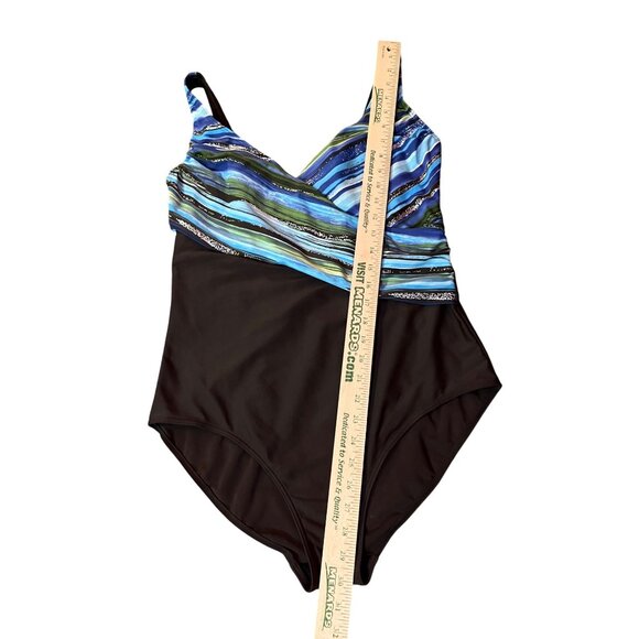 Christina Swimsuit Womens 16L Tall One Piece Blue Brown Lined Scoop Back Used - Picture 8 of 12